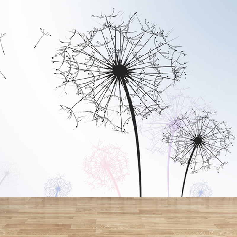 Soft Color Dandelion Mural Decal Moisture-Proof Modern Living Room Wall Covering Clearhalo 'Wall Decor' 'Wall Mural' 1646697
