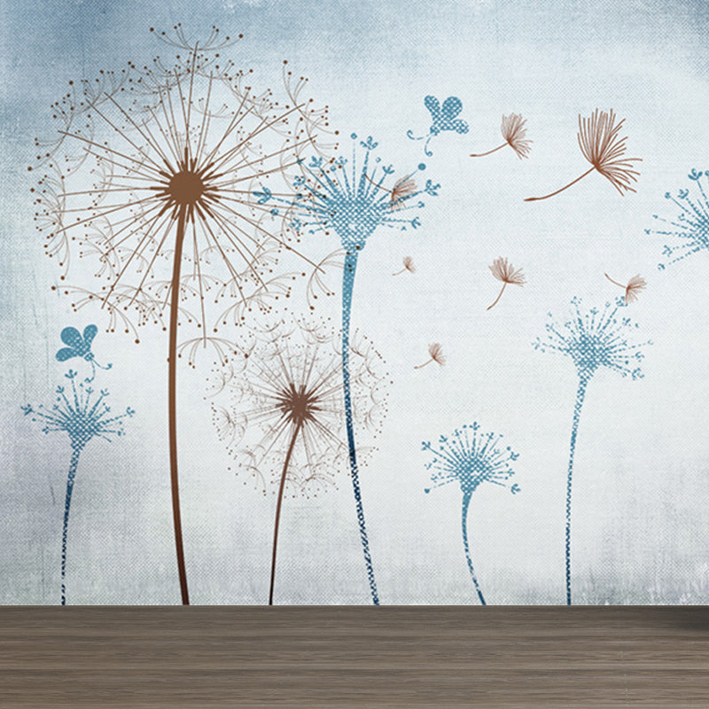 Soft Color Dandelion Mural Decal Moisture-Proof Modern Living Room Wall Covering Clearhalo 'Wall Decor' 'Wall Mural' 1646706