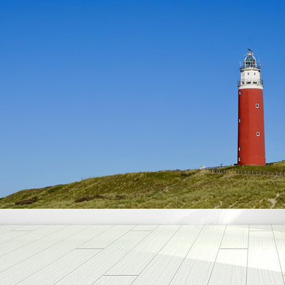 Large Lighthouse and Sky Mural Wallpaper Coastal Sea Landscape Wall Covering in Blue Blue Design 2 Clearhalo 'Wall Decor' 'Wall Mural' 1646715