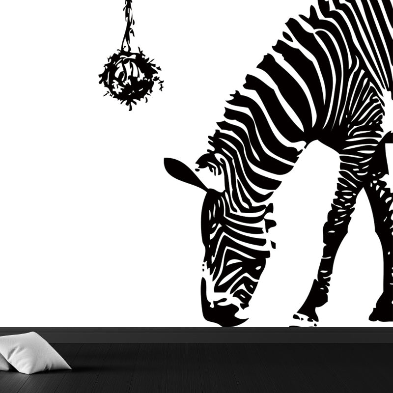 Contemporary Mural Wallpaper for Bedroom Full Size Wall Covering in Pastel Color Black-White Clearhalo 'Wall Decor' 'Wall Mural' 1646805