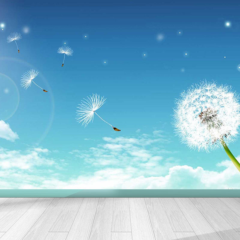 Dandelion Mural Decal Soft Color Decorative Wall Art for Dining Room, Made to Measure Green Clearhalo 'Wall Decor' 'Wall Mural' 1646820