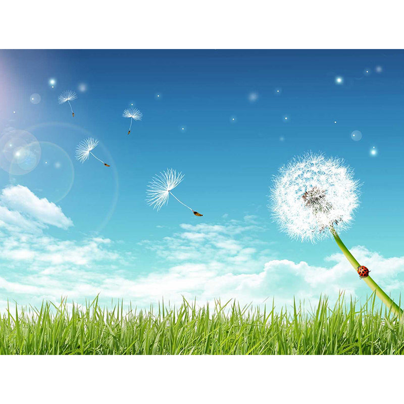 Dandelion Mural Decal Soft Color Decorative Wall Art for Dining Room, Made to Measure Clearhalo 'Wall Decor' 'Wall Mural' 1646823