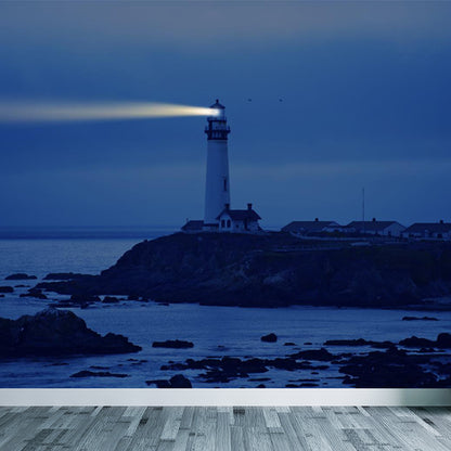 Blue Beacon Scene Mural Wallpaper for Decoration Coastal Living Room Wall Covering Blue Design 3 Clearhalo 'Wall Decor' 'Wall Mural' 1646859