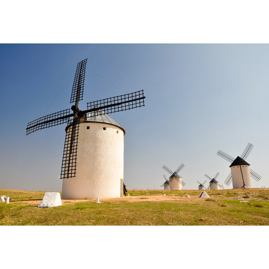 Romantic Windmill Scene Mural Decal for Girls Bedroom, Blue, Custom Size Available Clearhalo 'Wall Decor' 'Wall Mural' 1646872