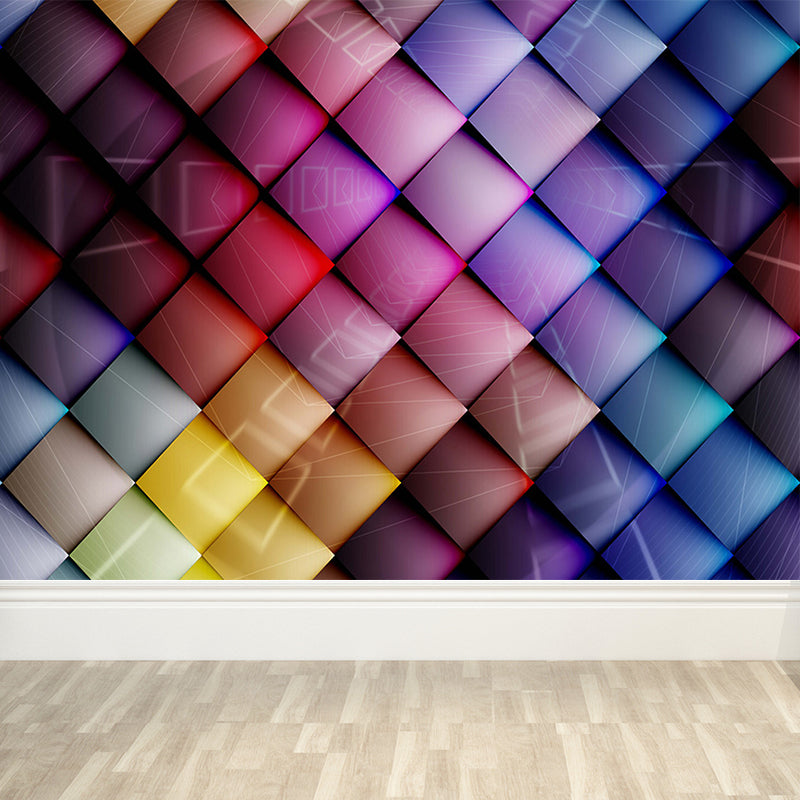 Colored Geometric Pattern Mural Decal Contemporary Non-Woven Material Wall Covering Purple Clearhalo 'Wall Decor' 'Wall Mural' 1646909
