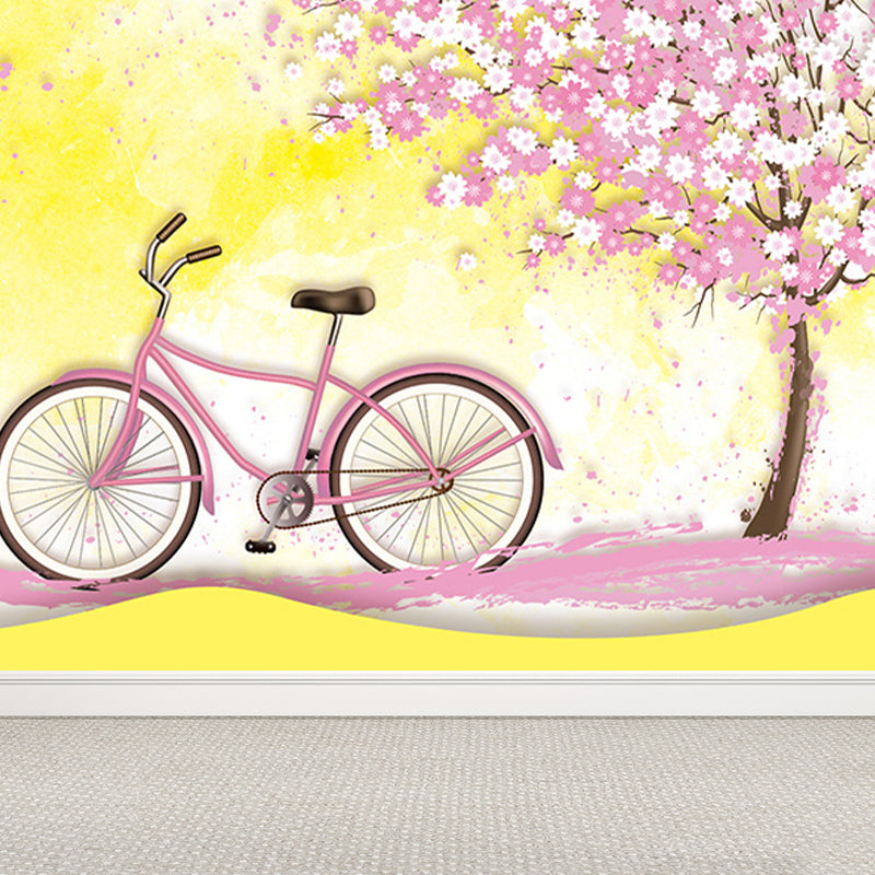 Modern Summer Printed Mural Decal Light Color Waterproofing Wall Decor for Bathroom Yellow Clearhalo 'Wall Decor' 'Wall Mural' 1646929