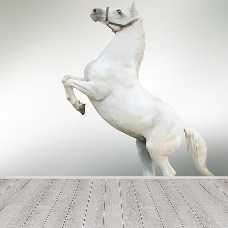 Huge Horse Mural Decal for Kitchen Animals Wall Art in Light Color, Stain Resistant Grey Clearhalo 'Wall Decor' 'Wall Mural' 1646959