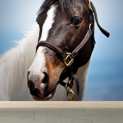 Huge Horse Mural Decal for Kitchen Animals Wall Art in Light Color, Stain Resistant Blue Clearhalo 'Wall Decor' 'Wall Mural' 1646969