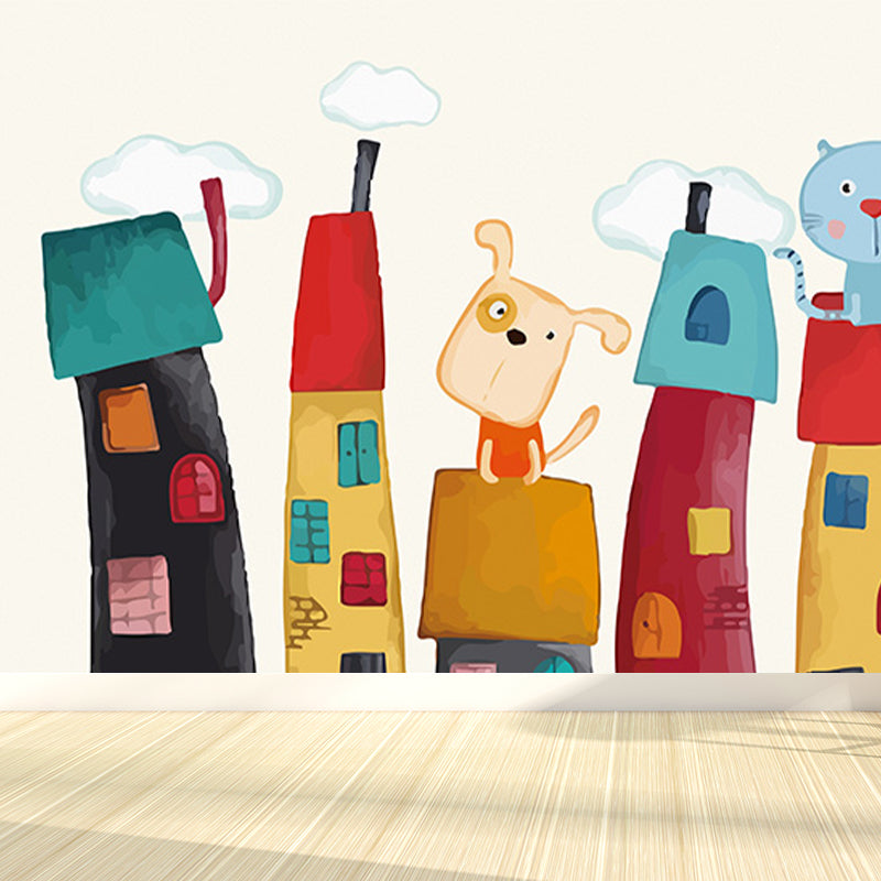 Illustration Style Character Wall Mural Giant Wall Covering for Kids Room, Custom Clearhalo 'Wall Decor' 'Wall Mural' 1647041