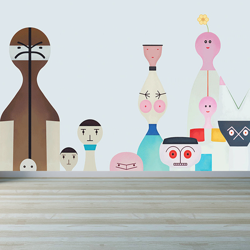 Illustration Style Character Wall Mural Giant Wall Covering for Kids Room, Custom Clearhalo 'Wall Decor' 'Wall Mural' 1647056