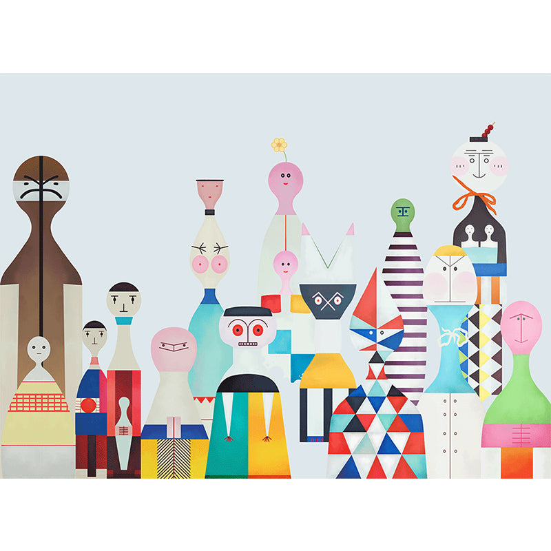 Illustration Style Character Wall Mural Giant Wall Covering for Kids Room, Custom Clearhalo 'Wall Decor' 'Wall Mural' 1647057