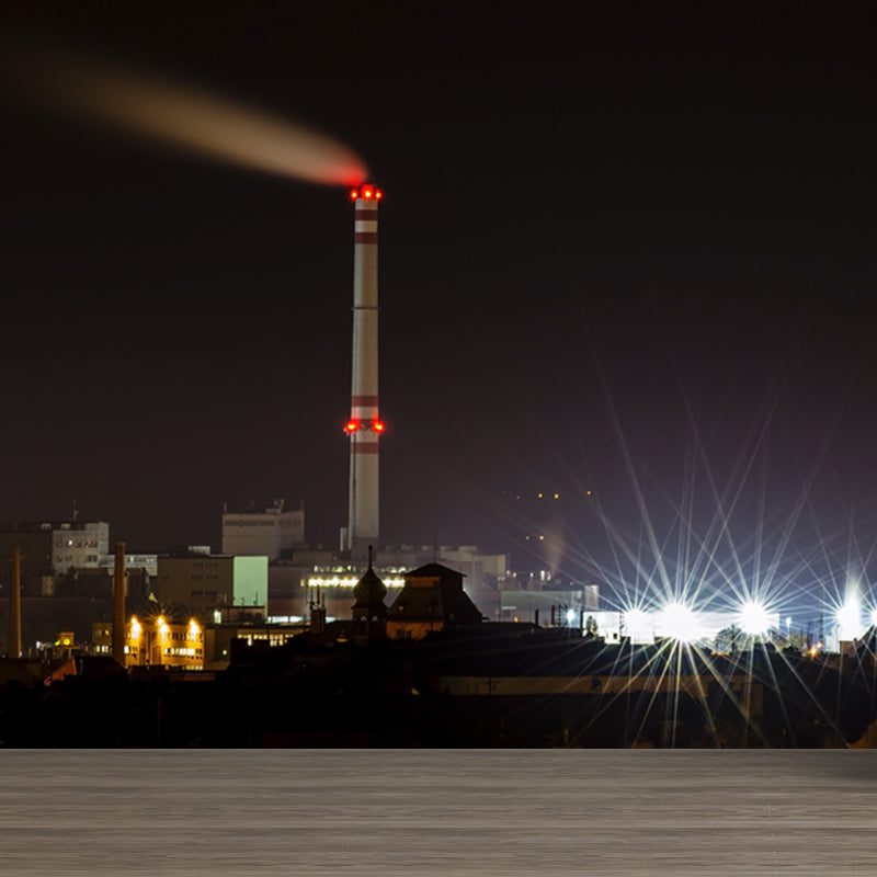 Novelty Beacon at Night Mural Decal for Dining Room, Gray, Custom Size Available Clearhalo 'Wall Decor' 'Wall Mural' 1647075