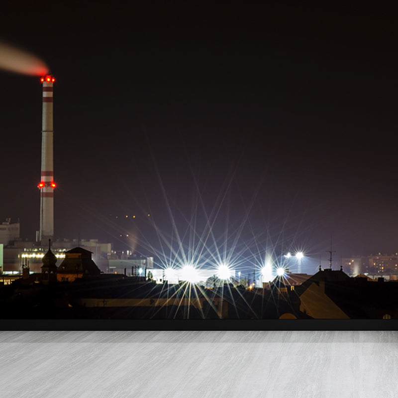 Novelty Beacon at Night Mural Decal for Dining Room, Gray, Custom Size Available Clearhalo 'Wall Decor' 'Wall Mural' 1647076