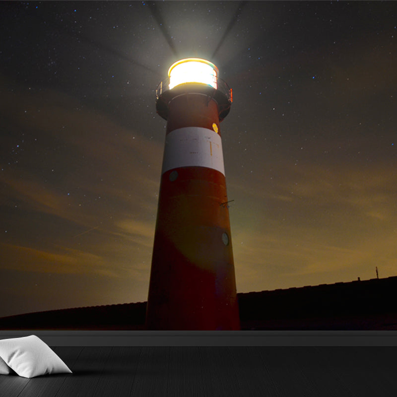 Novelty Beacon at Night Mural Decal for Dining Room, Gray, Custom Size Available Grey Design 3 Clearhalo 'Wall Decor' 'Wall Mural' 1647084