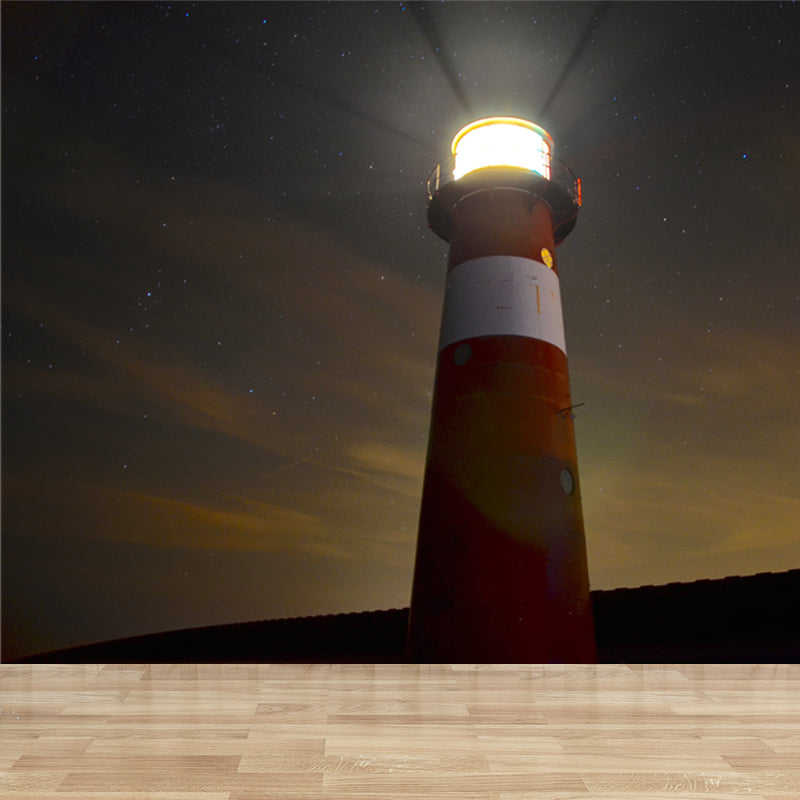 Novelty Beacon at Night Mural Decal for Dining Room, Gray, Custom Size Available Clearhalo 'Wall Decor' 'Wall Mural' 1647085