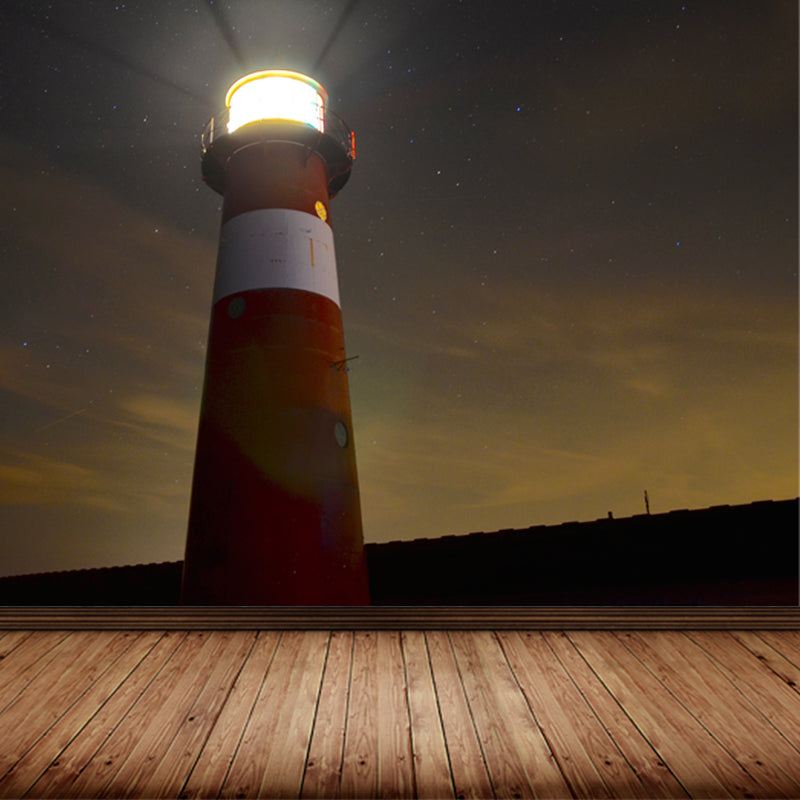 Novelty Beacon at Night Mural Decal for Dining Room, Gray, Custom Size Available Clearhalo 'Wall Decor' 'Wall Mural' 1647086