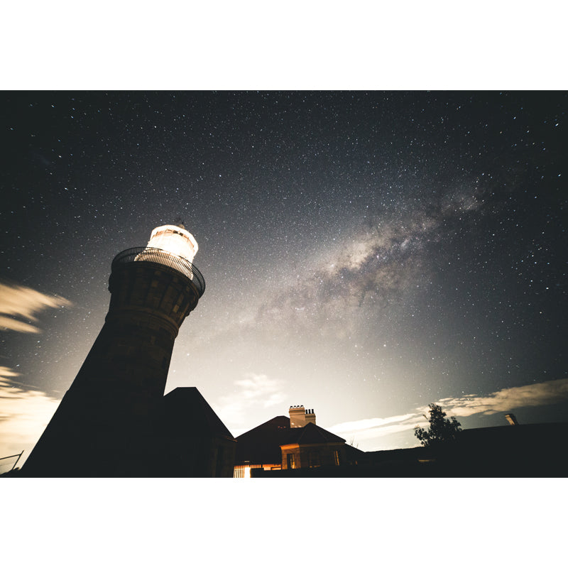 Novelty Beacon at Night Mural Decal for Dining Room, Gray, Custom Size Available Clearhalo 'Wall Decor' 'Wall Mural' 1647092