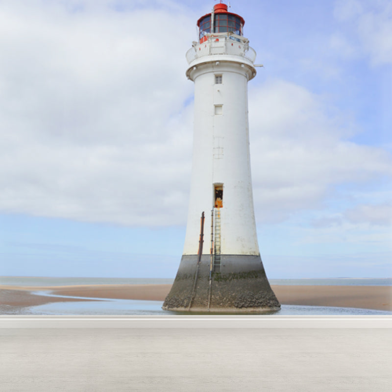 Huge Tall Lighthouse Mural Decal for Bathroom Landscape Wall Art in White, Stain-Proof White Design 3 Clearhalo 'Wall Decor' 'Wall Mural' 1647124