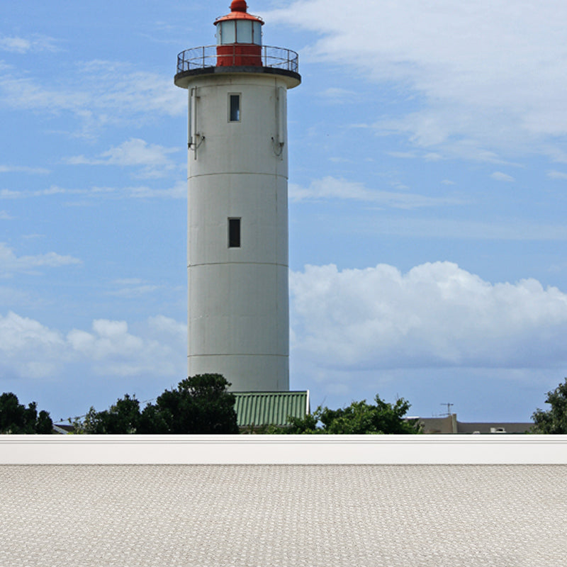 Huge Tall Lighthouse Mural Decal for Bathroom Landscape Wall Art in White, Stain-Proof White Design 4 Clearhalo 'Wall Decor' 'Wall Mural' 1647129