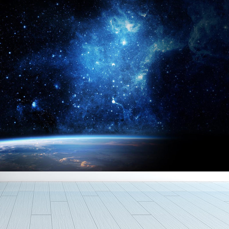 Giant Modern Mural Decal in Blue Night Sky Constellations Wall Covering, Customised Blue Design 3 Clearhalo 'Wall Decor' 'Wall Mural' 1647144