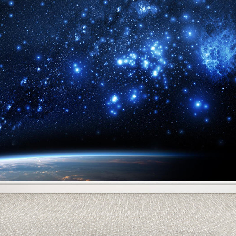 Giant Modern Mural Decal in Blue Night Sky Constellations Wall Covering, Customised Clearhalo 'Wall Decor' 'Wall Mural' 1647151