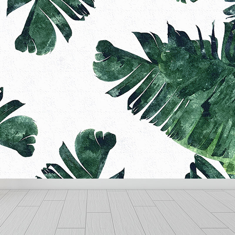 Light Color Diverse Leaves Mural Moisture Resistant Tropical Living Room Wall Covering Clearhalo 'Wall Decor' 'Wall Mural' 1647156