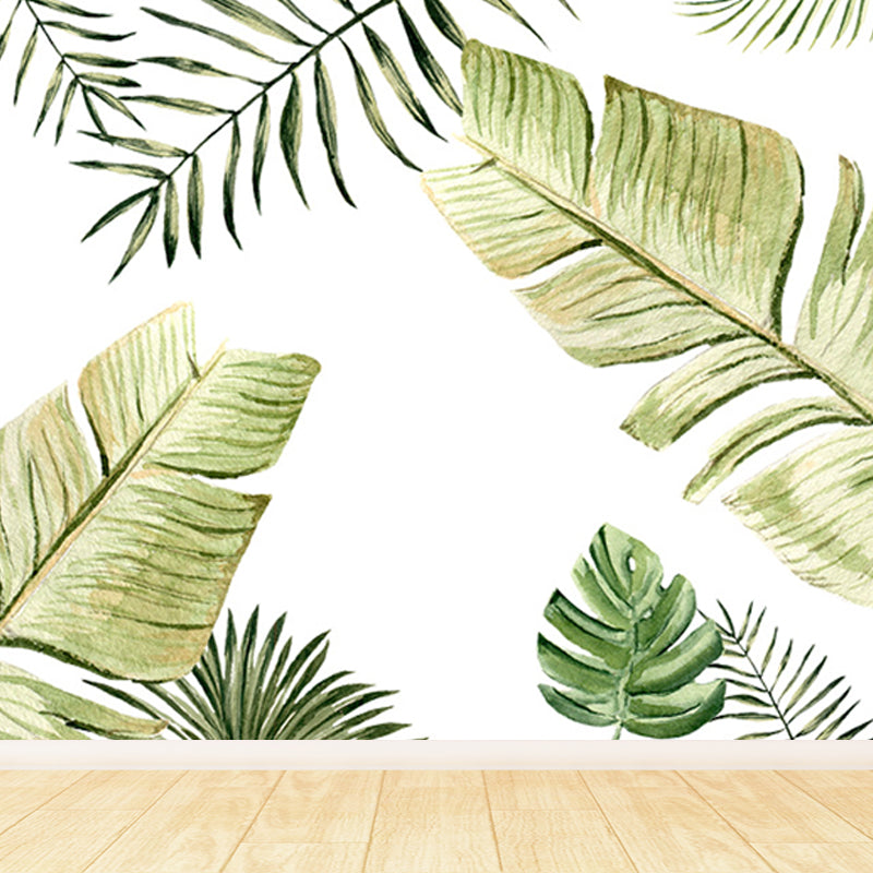 Light Color Diverse Leaves Mural Moisture Resistant Tropical Living Room Wall Covering Clearhalo 'Wall Decor' 'Wall Mural' 1647166