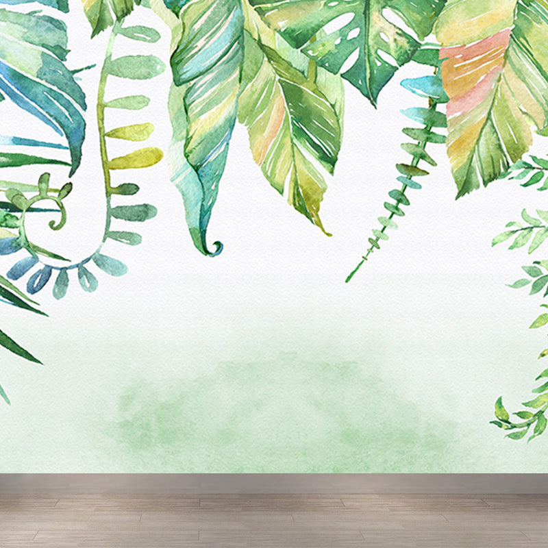 Light Color Diverse Leaves Mural Moisture Resistant Tropical Living Room Wall Covering Green Clearhalo 'Wall Decor' 'Wall Mural' 1647169