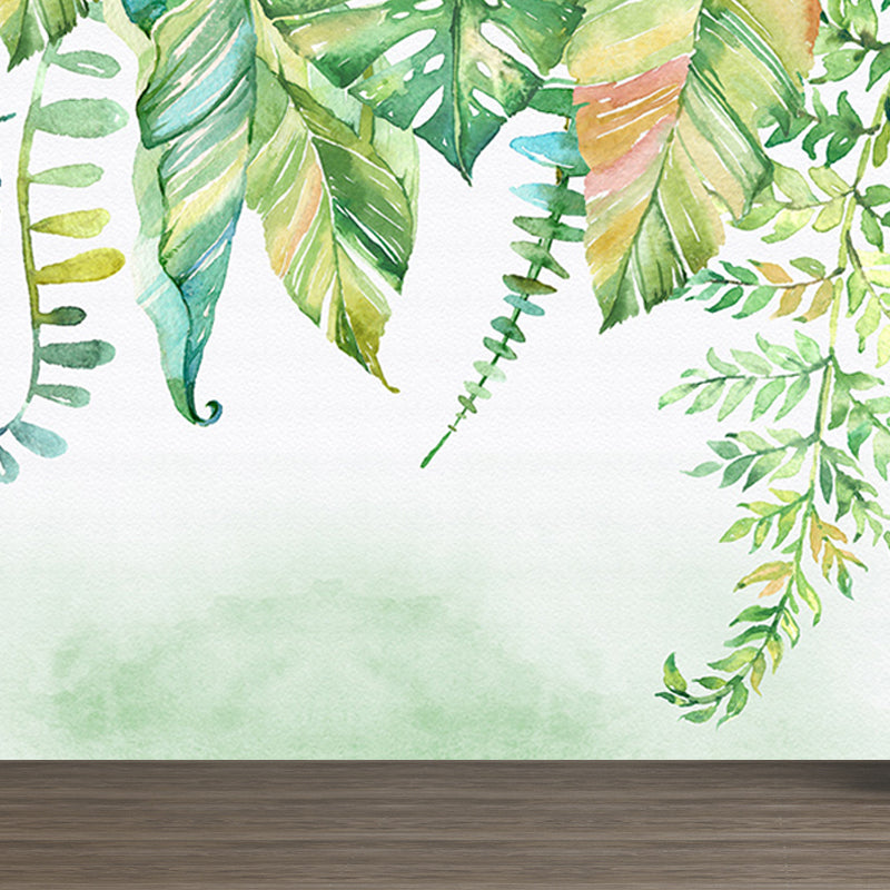 Light Color Diverse Leaves Mural Moisture Resistant Tropical Living Room Wall Covering Clearhalo 'Wall Decor' 'Wall Mural' 1647171