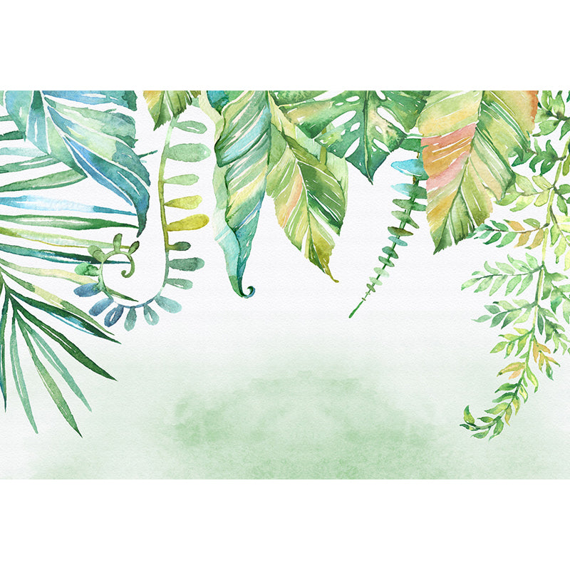 Light Color Diverse Leaves Mural Moisture Resistant Tropical Living Room Wall Covering Clearhalo 'Wall Decor' 'Wall Mural' 1647172