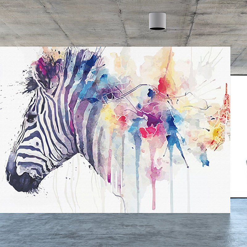 Modern Zebra Printed Mural Soft Color Living Room Wall Art, Custom Size Available Clearhalo 'Wall Decor' 'Wall Mural' 1647180