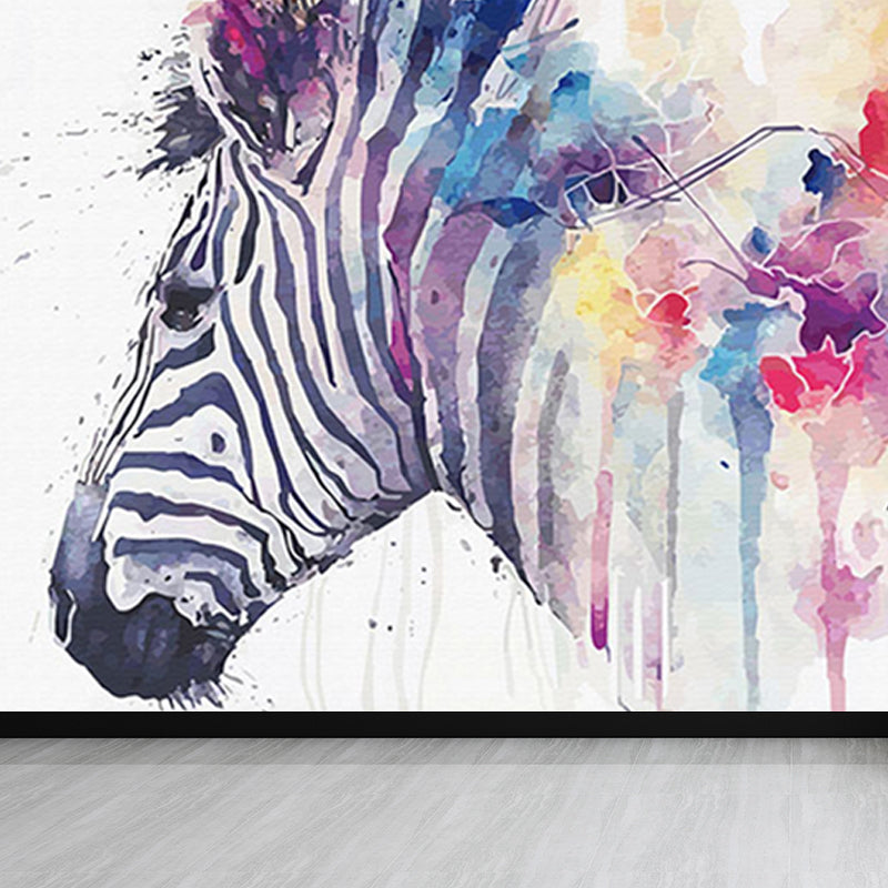 Modern Zebra Printed Mural Soft Color Living Room Wall Art, Custom Size Available Clearhalo 'Wall Decor' 'Wall Mural' 1647181