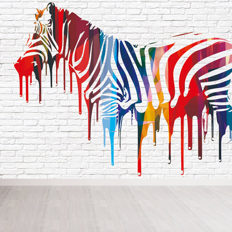 Modern Zebra Printed Mural Soft Color Living Room Wall Art, Custom Size Available Clearhalo 'Wall Decor' 'Wall Mural' 1647185