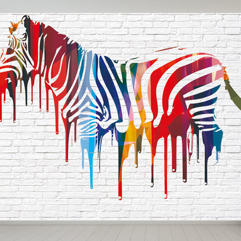 Modern Zebra Printed Mural Soft Color Living Room Wall Art, Custom Size Available Clearhalo 'Wall Decor' 'Wall Mural' 1647186