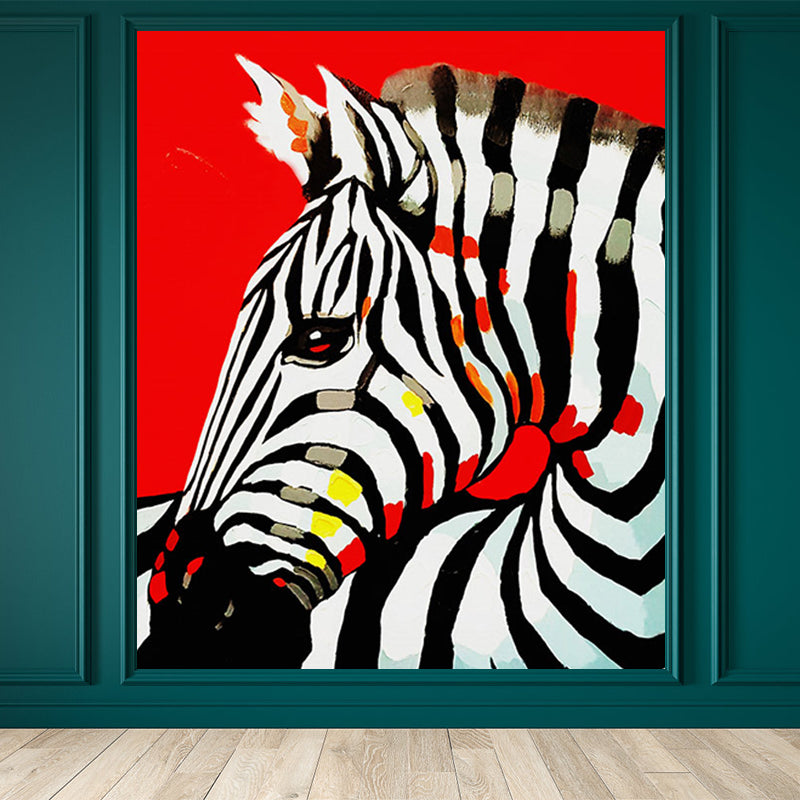 Modern Zebra Printed Mural Soft Color Living Room Wall Art, Custom Size Available Clearhalo 'Wall Decor' 'Wall Mural' 1647190