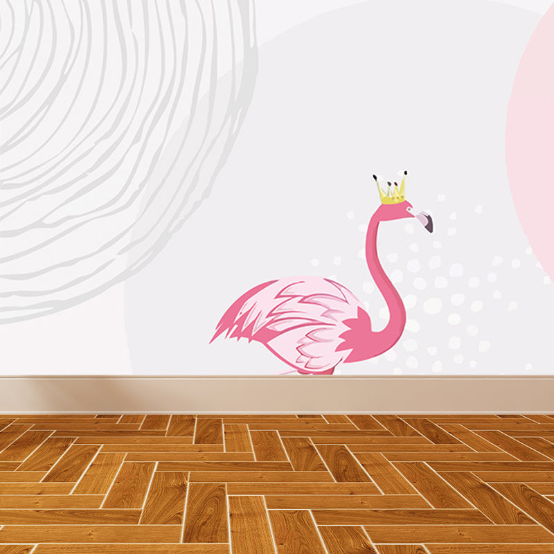 Greater Flamingo Wall Mural Contemporary Non-Woven Wall Covering in Pastel Color Clearhalo 'Wall Decor' 'Wall Mural' 1647275