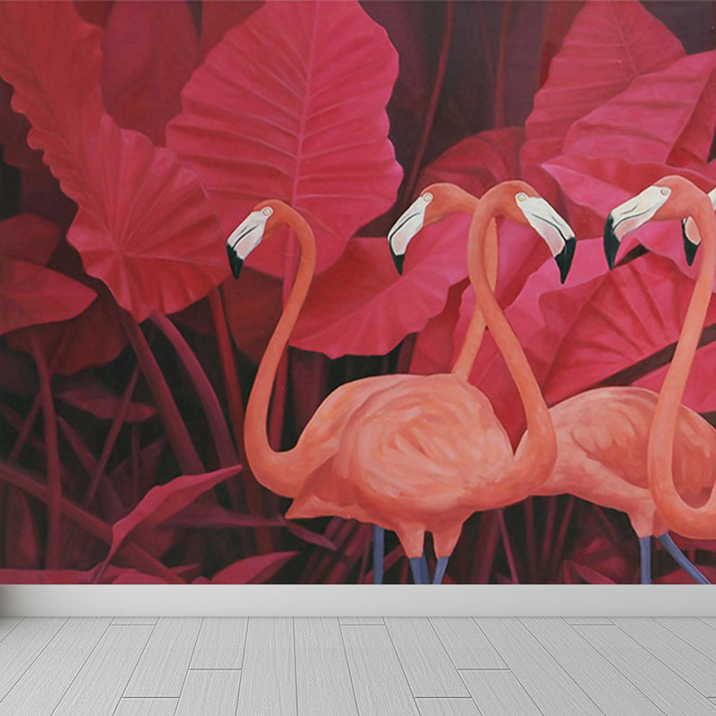 Greater Flamingo Wall Mural Contemporary Non-Woven Wall Covering in Pastel Color Clearhalo 'Wall Decor' 'Wall Mural' 1647280