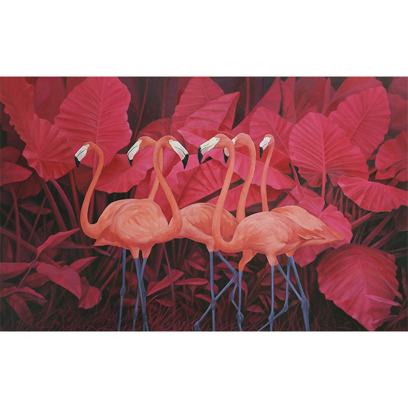 Greater Flamingo Wall Mural Contemporary Non-Woven Wall Covering in Pastel Color Clearhalo 'Wall Decor' 'Wall Mural' 1647282