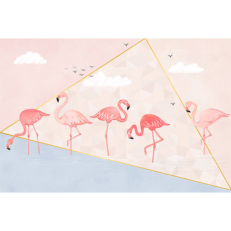 Greater Flamingo Wall Mural Contemporary Non-Woven Wall Covering in Pastel Color Clearhalo 'Wall Decor' 'Wall Mural' 1647287