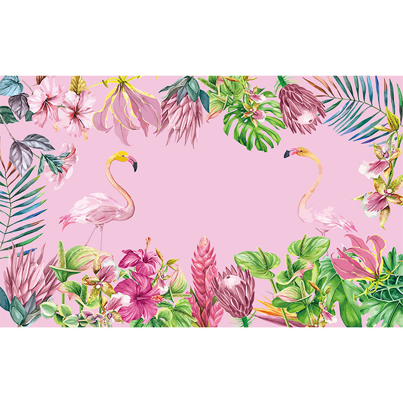 Greater Flamingo Wall Mural Contemporary Non-Woven Wall Covering in Pastel Color Clearhalo 'Wall Decor' 'Wall Mural' 1647292