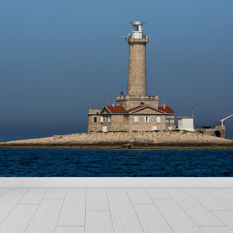 Giant Nautical Mural Wallpaper in Blue Lighthouse Scene Wall Decor, Custom Printed Blue Design 1 Clearhalo 'Wall Decor' 'Wall Mural' 1647374