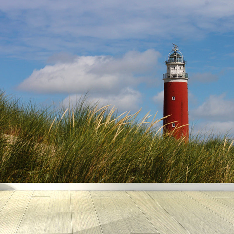 Giant Nautical Mural Wallpaper in Blue Lighthouse Scene Wall Decor, Custom Printed Blue Design 3 Clearhalo 'Wall Decor' 'Wall Mural' 1647384