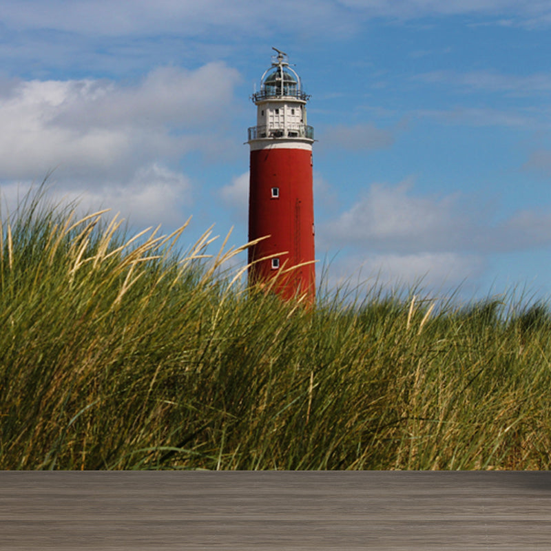 Giant Nautical Mural Wallpaper in Blue Lighthouse Scene Wall Decor, Custom Printed Clearhalo 'Wall Decor' 'Wall Mural' 1647386