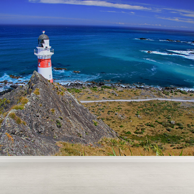 Extra Large Lighthouse Mural Blue Non-Woven Cloth Wall Covering for Bedroom, Custom Blue Design 2 Clearhalo 'Wall Decor' 'Wall Mural' 1647419