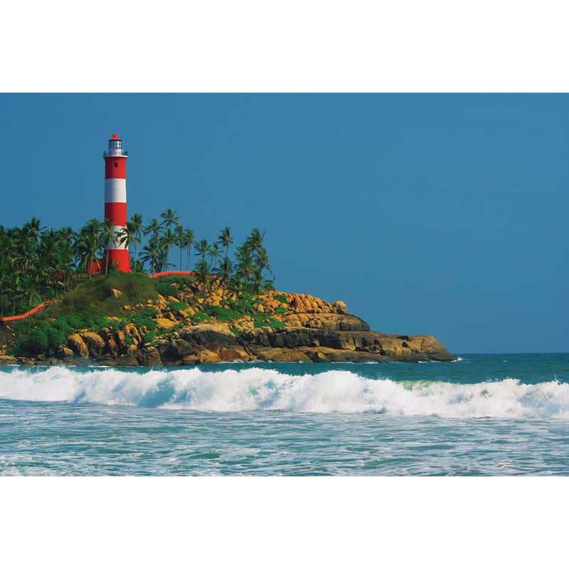 Extra Large Lighthouse Mural Blue Non-Woven Cloth Wall Covering for Bedroom, Custom Clearhalo 'Wall Decor' 'Wall Mural' 1647427