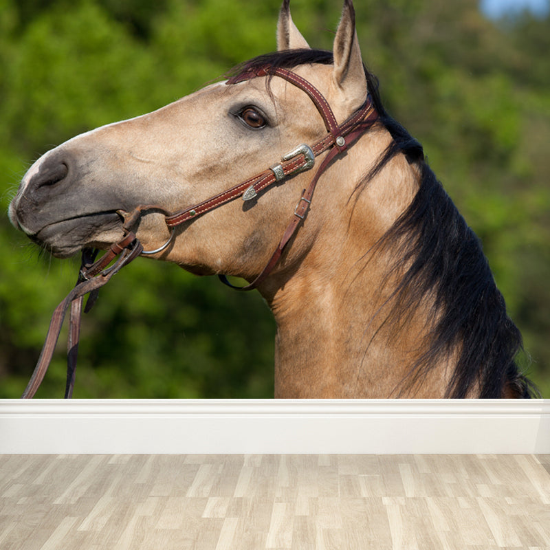 Large Tall Horse Mural Decal Contemporary Tameable Animals Wall Covering in Brown Brown Design 1 Clearhalo 'Wall Decor' 'Wall Mural' 1647434