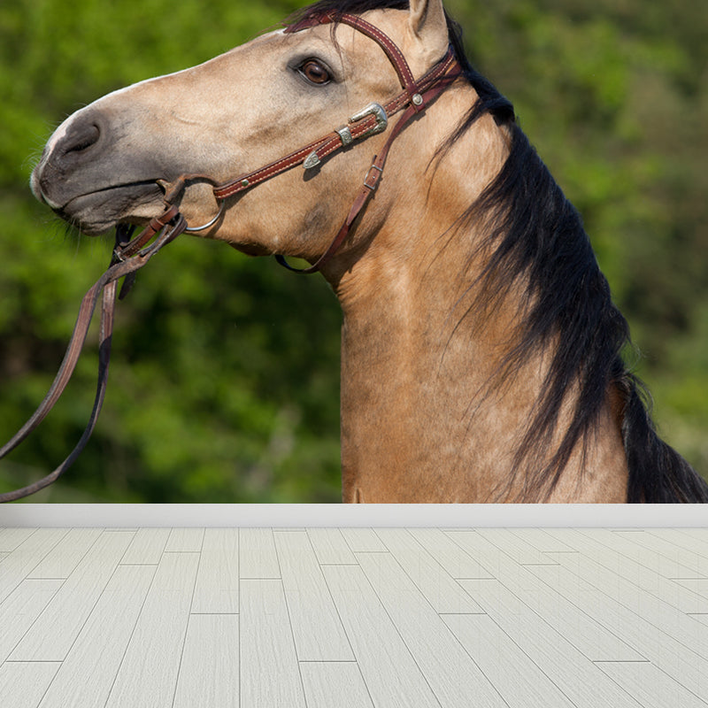 Large Tall Horse Mural Decal Contemporary Tameable Animals Wall Covering in Brown Clearhalo 'Wall Decor' 'Wall Mural' 1647436