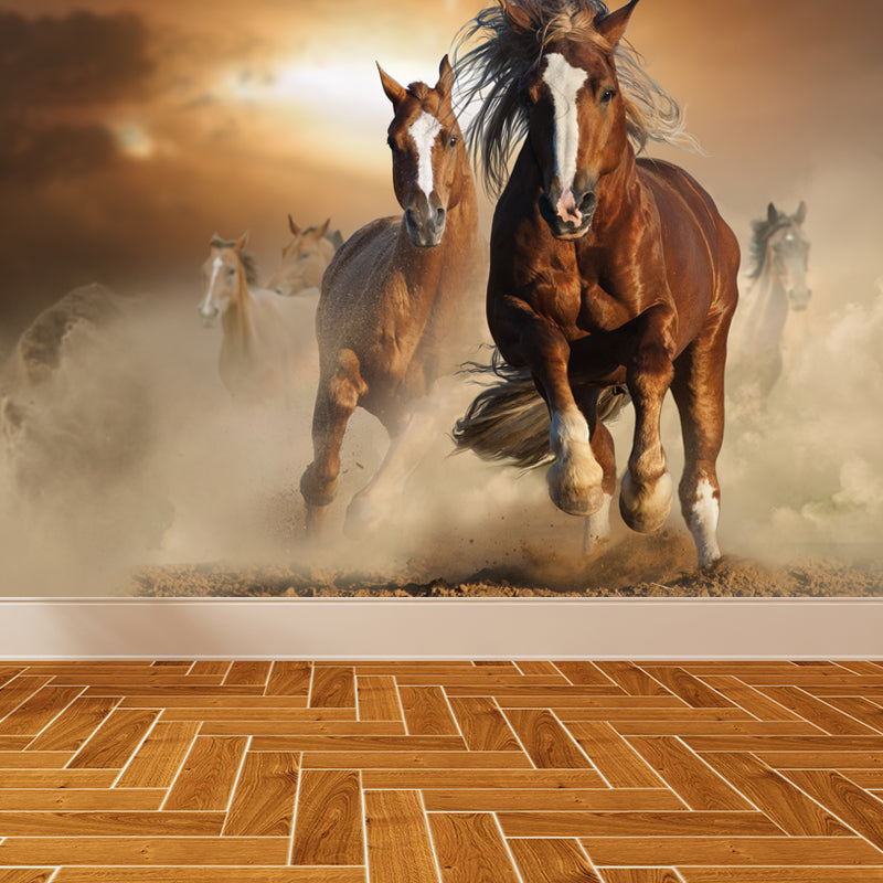 Large Tall Horse Mural Decal Contemporary Tameable Animals Wall Covering in Brown Brown Design 4 Clearhalo 'Wall Decor' 'Wall Mural' 1647449