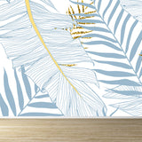 Leaves Print Wall Mural Tropical Washable Living Room Wall Covering, Personalize Clearhalo 'Wall Decor' 'Wall Mural' 1647475