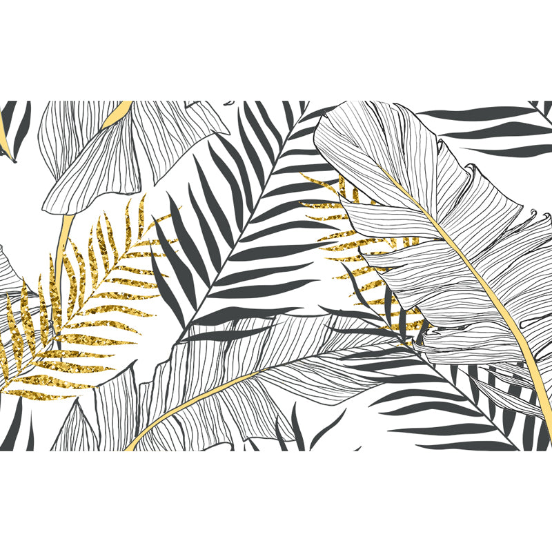 Leaves Print Wall Mural Tropical Washable Living Room Wall Covering, Personalize Clearhalo 'Wall Decor' 'Wall Mural' 1647482